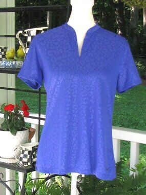 Nike Dri Fit short sleeve golf top shirt blouse animal print purple Medium